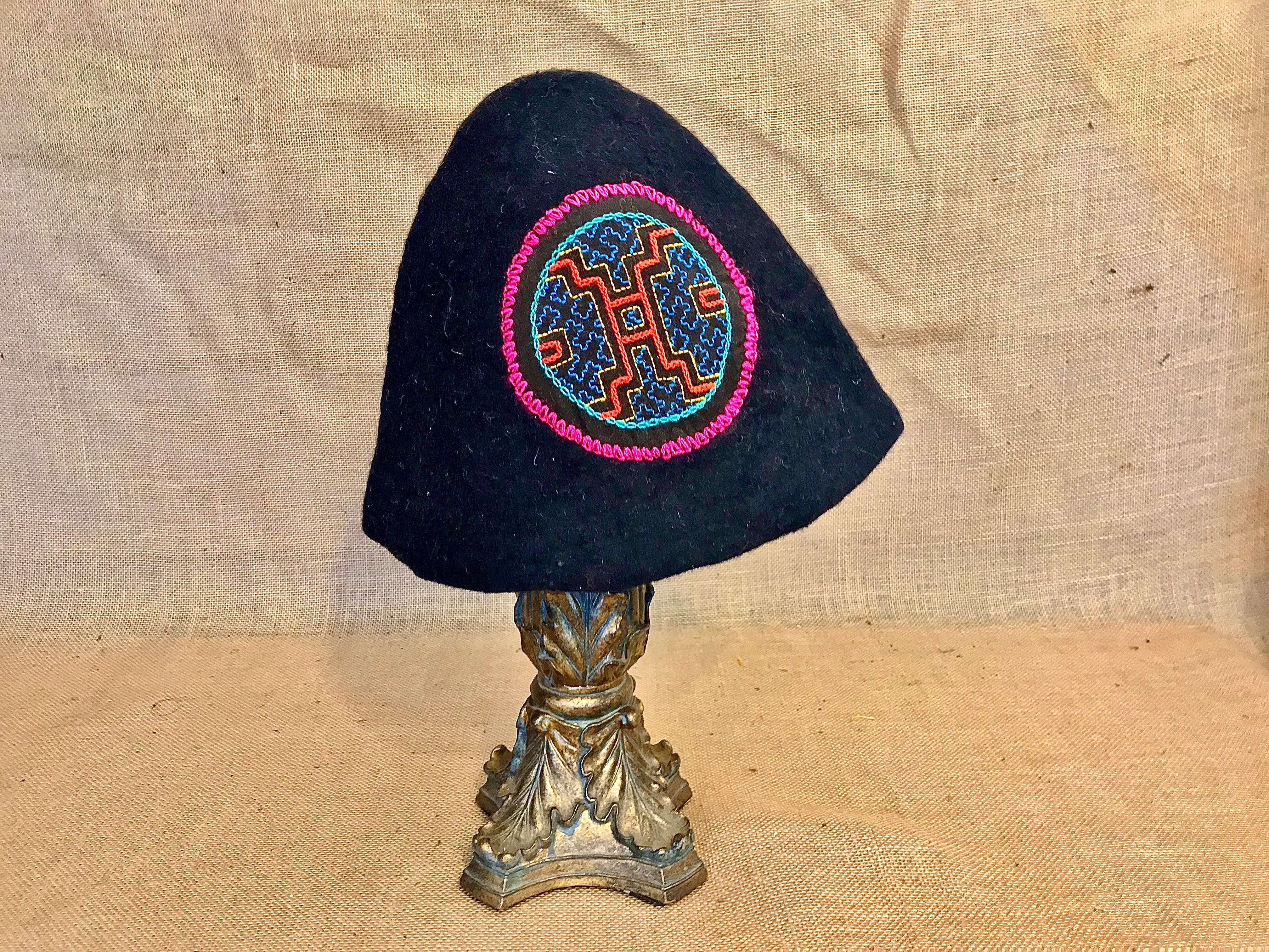 "It's Hidden Within" Shipibo Stash Pocket Wool Felt Gnome Hat