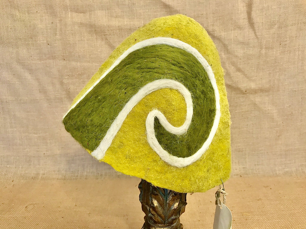 "Gentle Green" Satyr Horn Wool Felt Gnome Hat