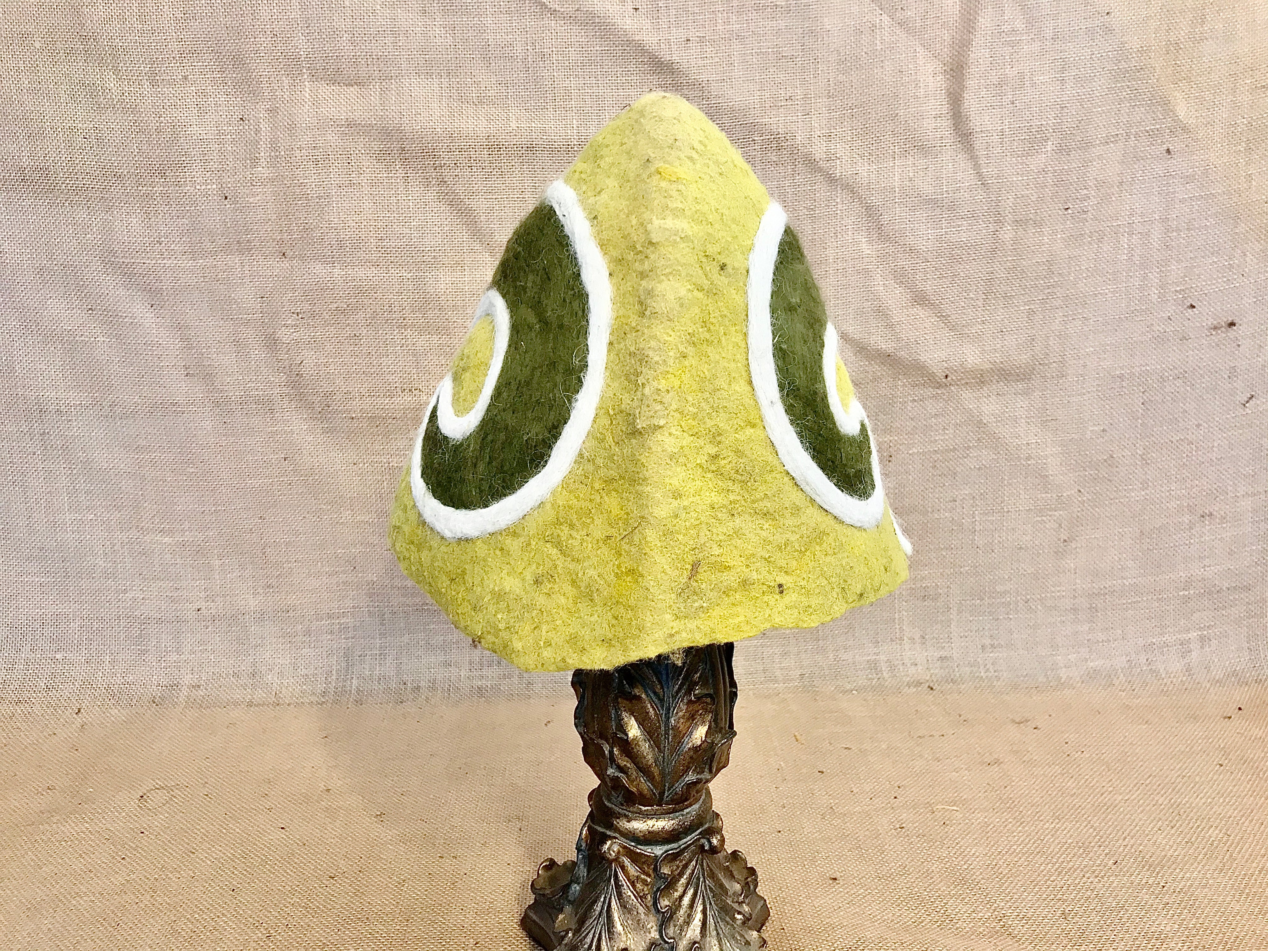 "Gentle Green" Satyr Horn Wool Felt Gnome Hat