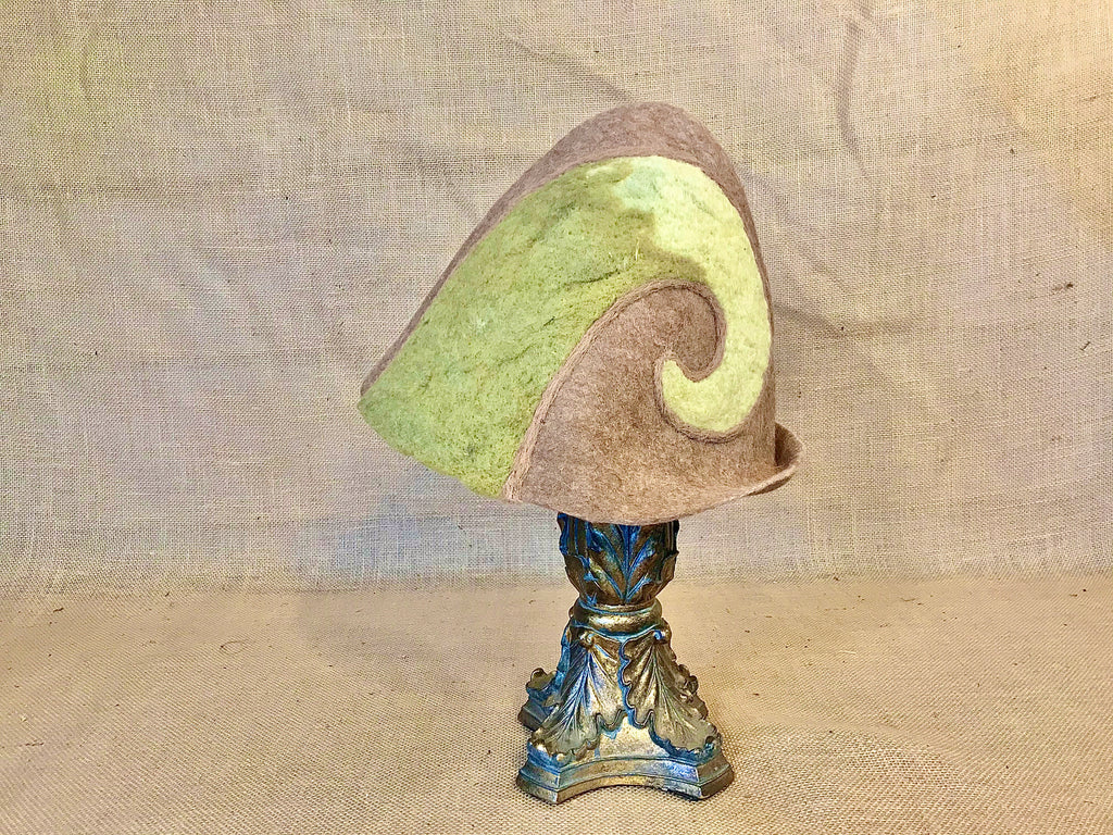 “Green Horn Satyr Horns” Wool Felt Gnome Hat