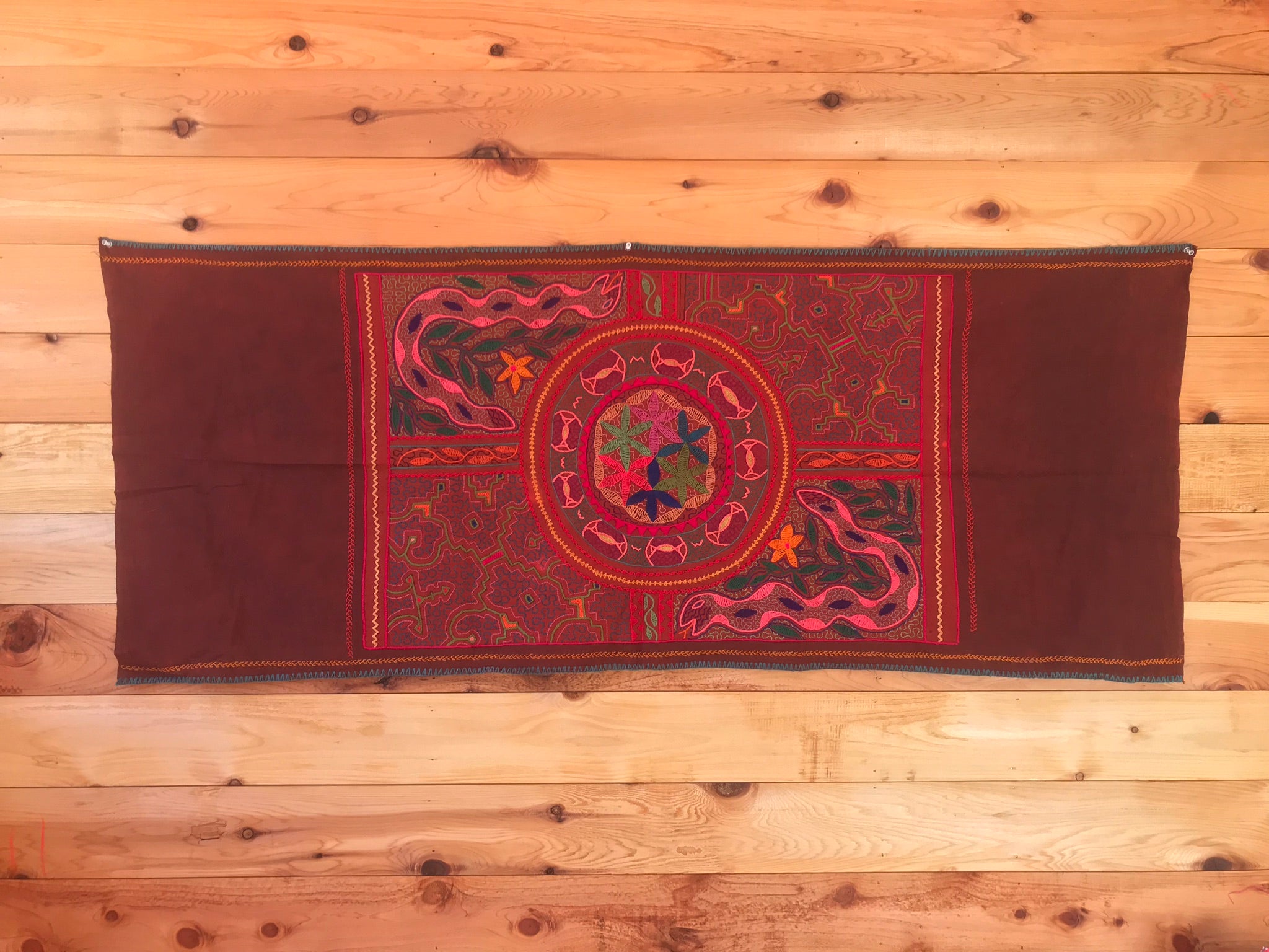 “Crimson Opulence” Shipibo Tapestry